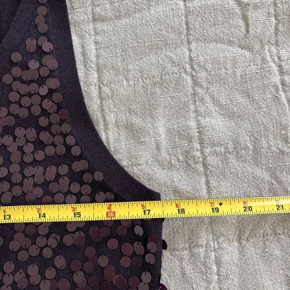 Eileen Fisher Merino Wool Purple Sequin Tank Top Shell Scoop Neck Size Small - Picture 6 of 6